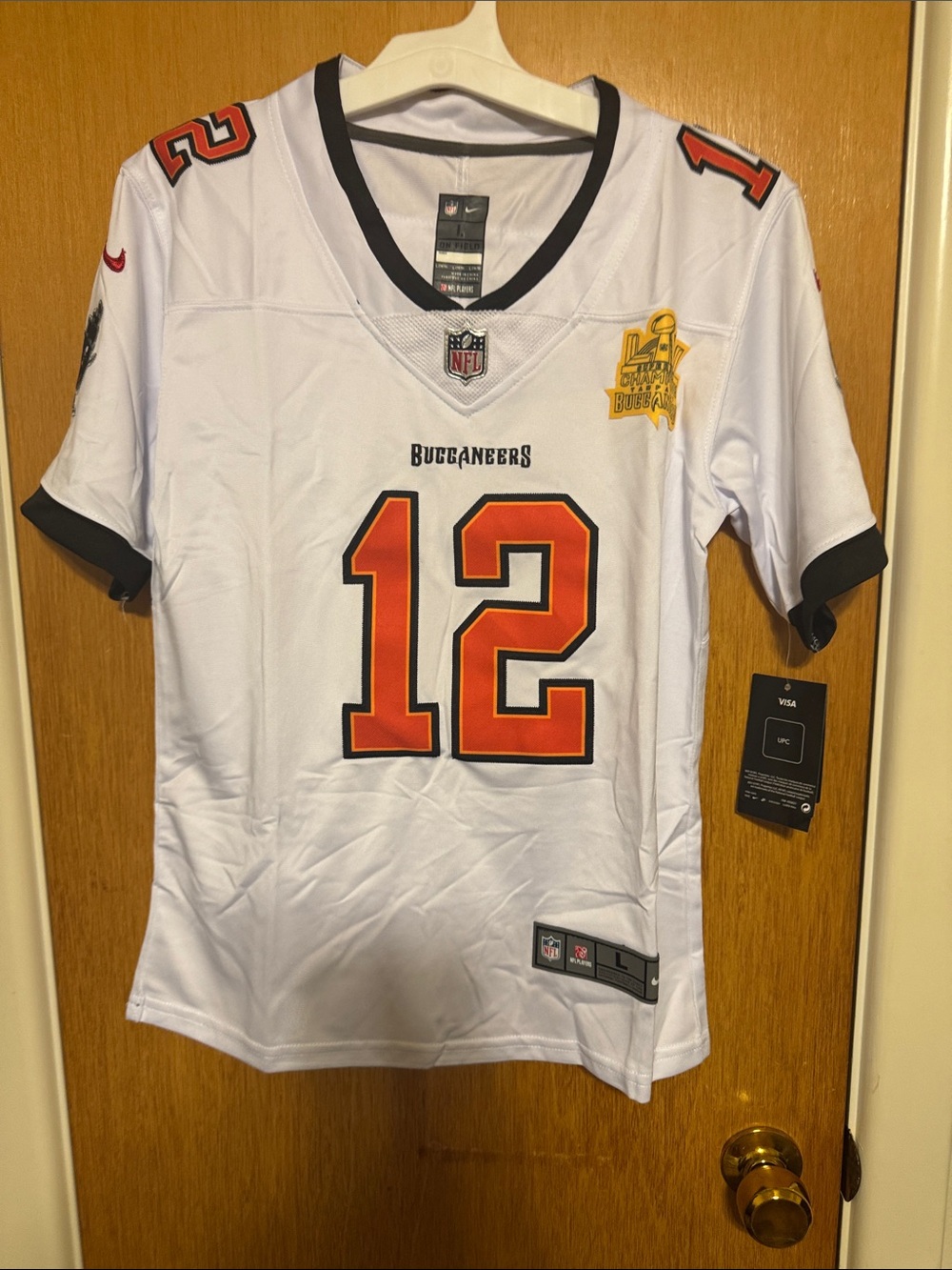 Nike White Kids Buccaneers #12 Football Jersey with Orange Accents